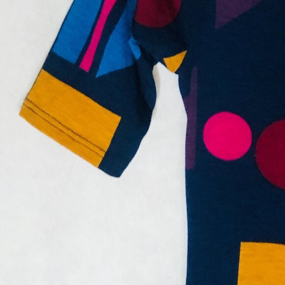LuLaRoe Julia dress geometric blue yellow purple polyester size xs READ new - Picture 5 of 11